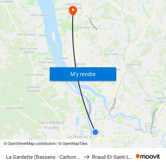 La Gardette (Bassens - Carbon Blanc) to Braud-Et-Saint-Louis map