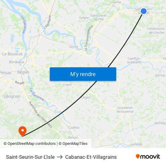 Saint-Seurin-Sur-L'Isle to Cabanac-Et-Villagrains map