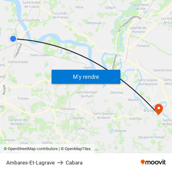 Ambares-Et-Lagrave to Cabara map