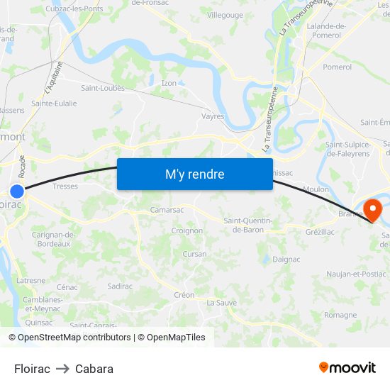 Floirac to Cabara map