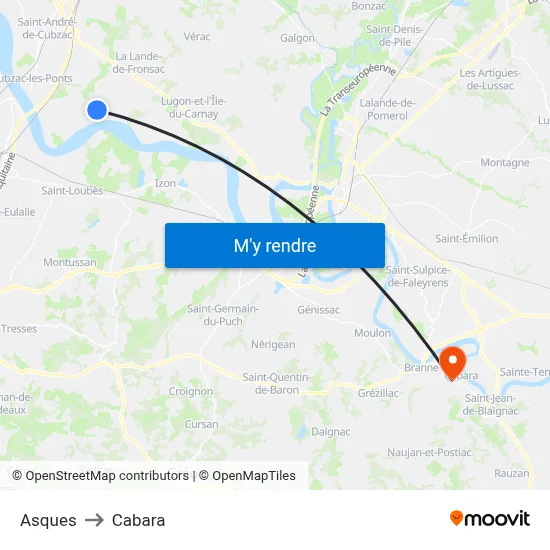 Asques to Cabara map