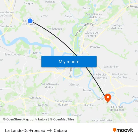 La Lande-De-Fronsac to Cabara map