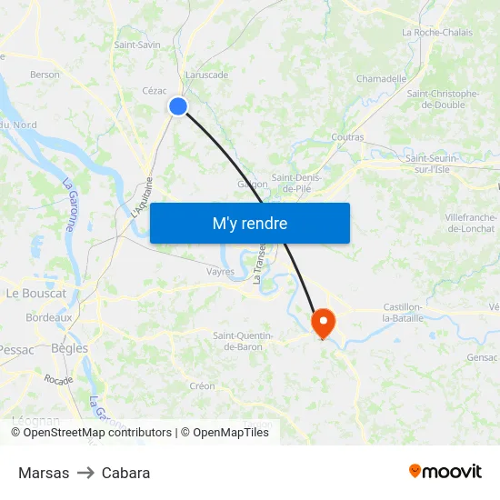 Marsas to Cabara map