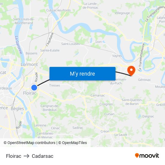Floirac to Cadarsac map