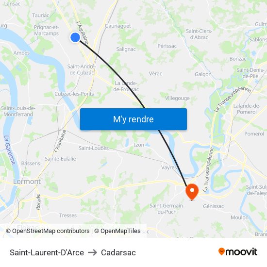 Saint-Laurent-D'Arce to Cadarsac map