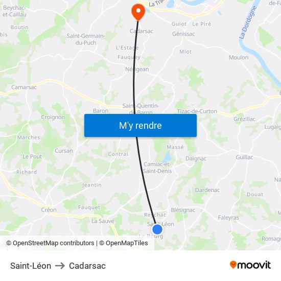 Saint-Léon to Cadarsac map