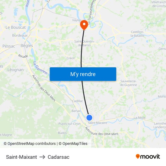 Saint-Maixant to Cadarsac map