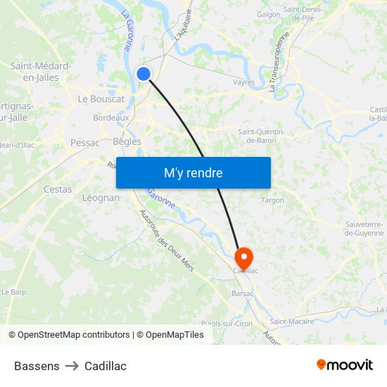 Bassens to Cadillac map