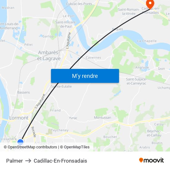 Palmer to Cadillac-En-Fronsadais map