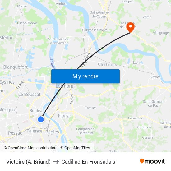 Victoire (A. Briand) to Cadillac-En-Fronsadais map