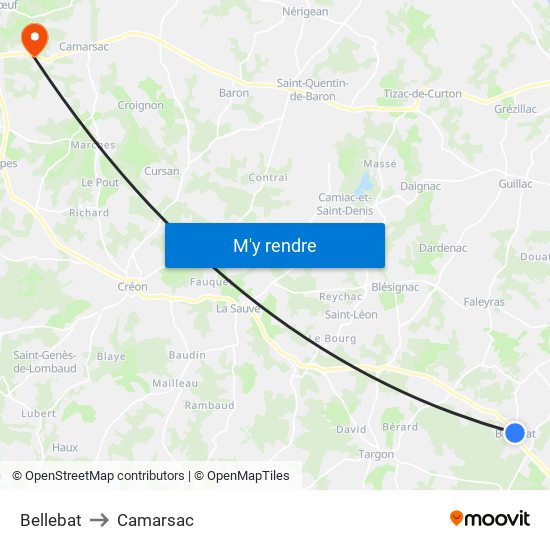 Bellebat to Camarsac map