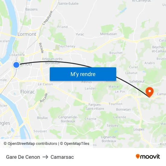 Gare De Cenon to Camarsac map