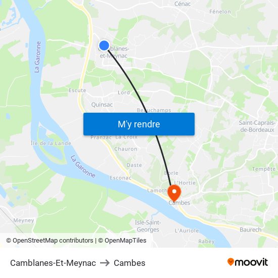 Camblanes-Et-Meynac to Cambes map