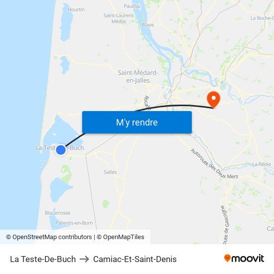 La Teste-De-Buch to Camiac-Et-Saint-Denis map