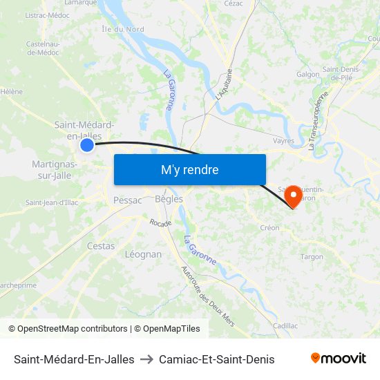 Saint-Médard-En-Jalles to Camiac-Et-Saint-Denis map