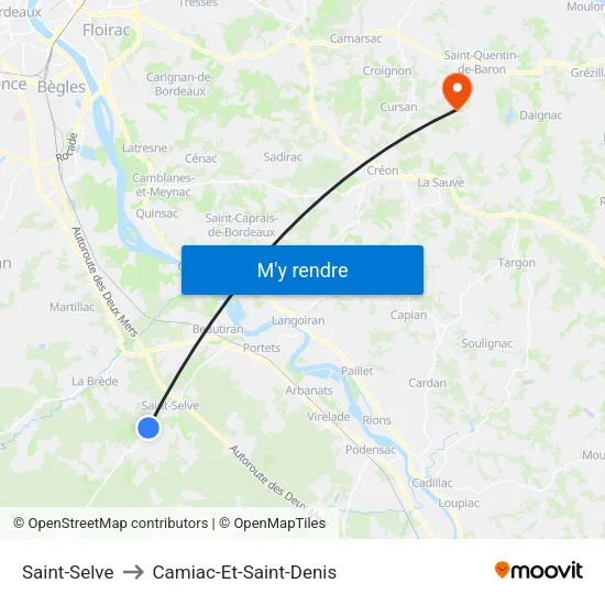Saint-Selve to Camiac-Et-Saint-Denis map