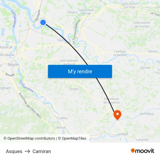 Asques to Camiran map