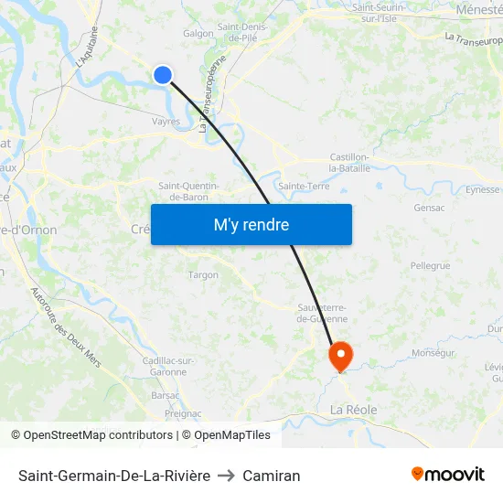 Saint-Germain-De-La-Rivière to Camiran map