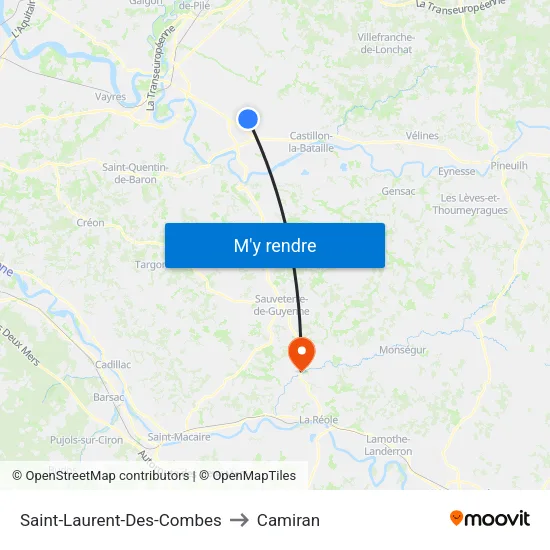 Saint-Laurent-Des-Combes to Camiran map