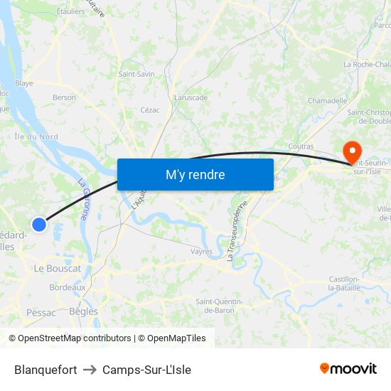 Blanquefort to Camps-Sur-L'Isle map
