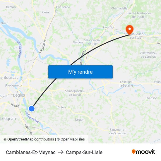 Camblanes-Et-Meynac to Camps-Sur-L'Isle map