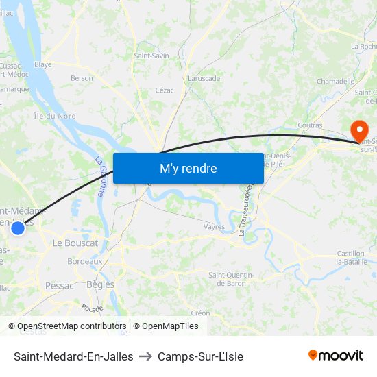 Saint-Medard-En-Jalles to Camps-Sur-L'Isle map