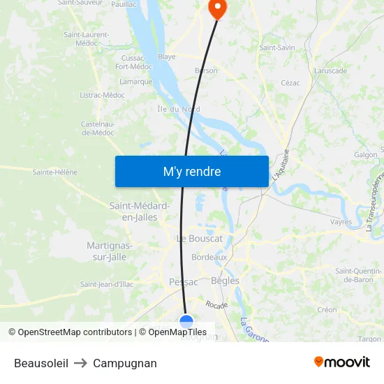 Beausoleil to Campugnan map