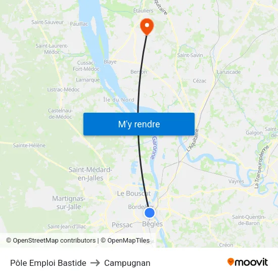 Maison Calixte Camelle to Campugnan map