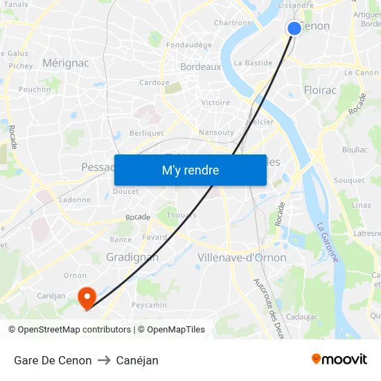 Gare De Cenon to Canéjan map