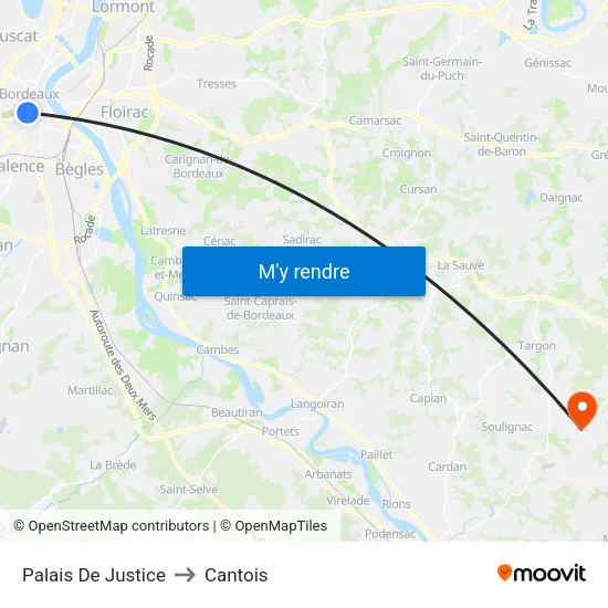 Palais De Justice to Cantois map