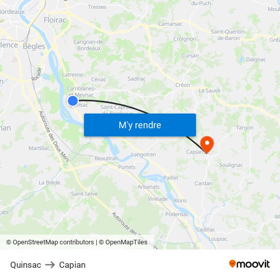 Quinsac to Capian map