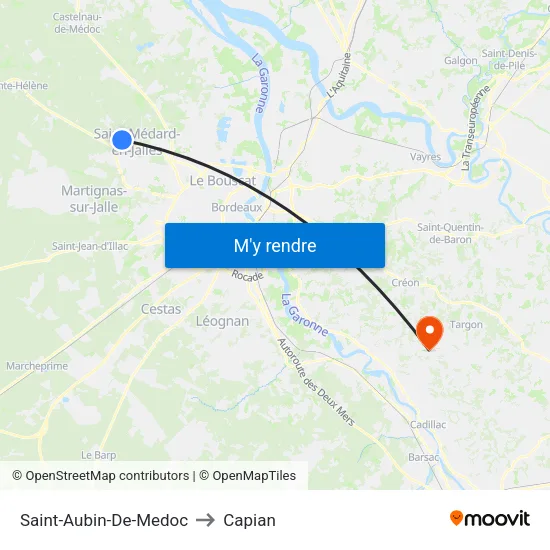 Saint-Aubin-De-Medoc to Capian map
