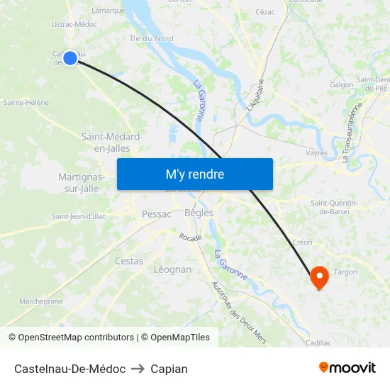 Castelnau-De-Médoc to Capian map