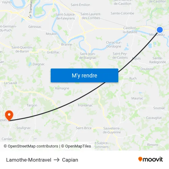 Lamothe-Montravel to Capian map