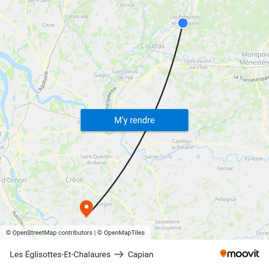 Les Églisottes-Et-Chalaures to Capian map