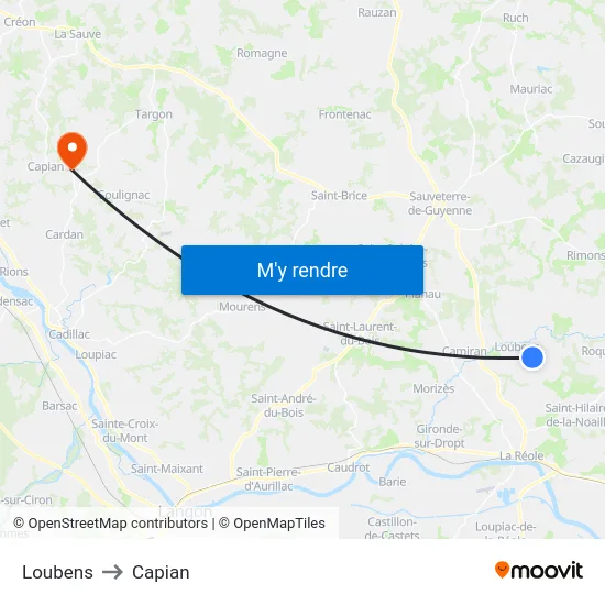 Loubens to Capian map