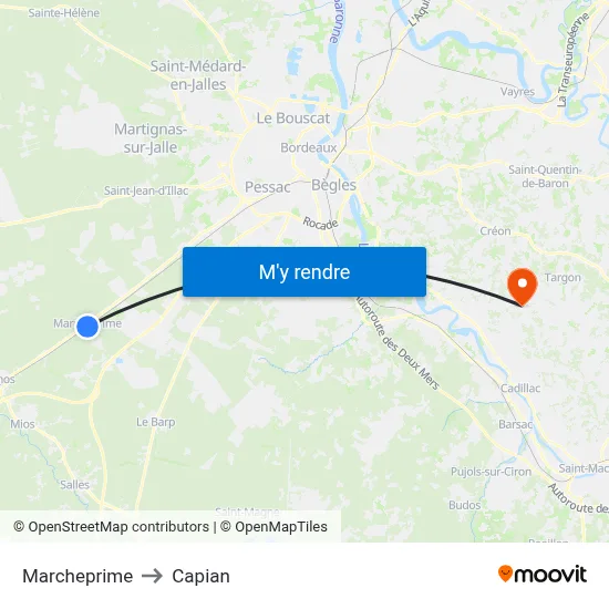 Marcheprime to Capian map