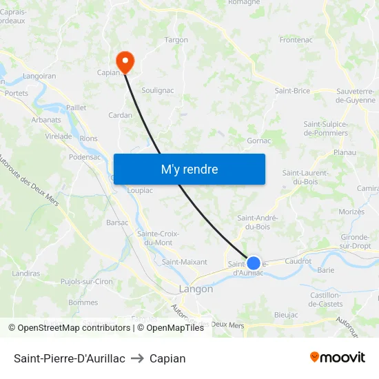 Saint-Pierre-D'Aurillac to Capian map