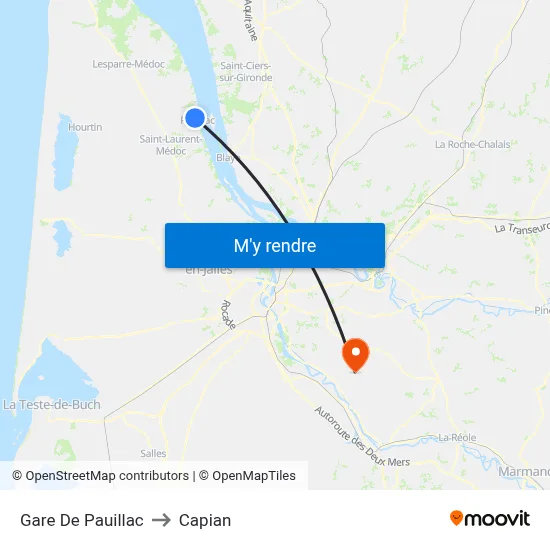 Gare De Pauillac to Capian map