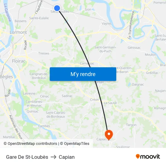 Gare De St-Loubès to Capian map