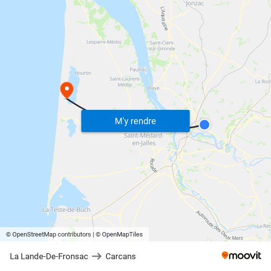 La Lande-De-Fronsac to Carcans map