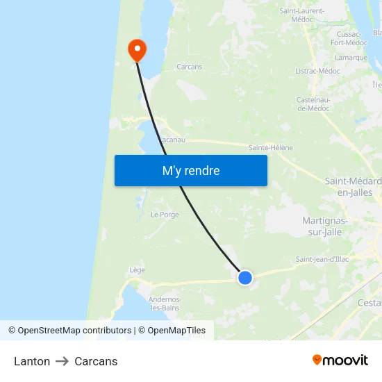 Lanton to Carcans map