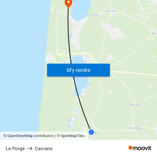 Le Porge to Carcans map