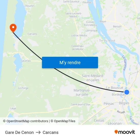 Gare De Cenon to Carcans map