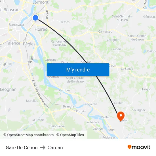 Gare De Cenon to Cardan map