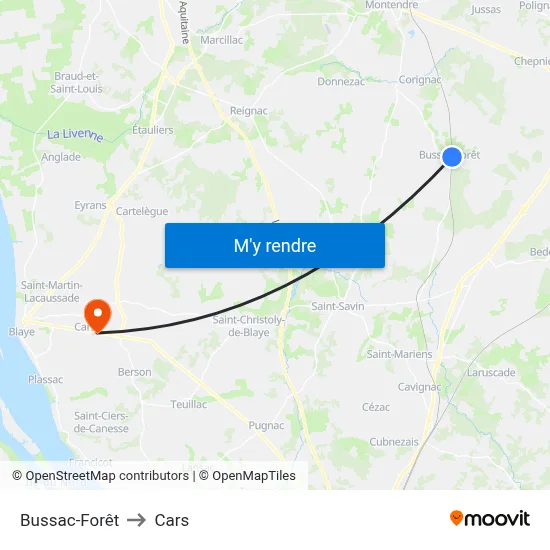 Bussac-Forêt to Cars map