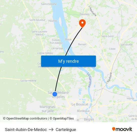 Saint-Aubin-De-Medoc to Cartelègue map