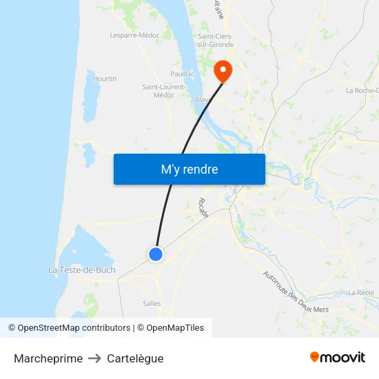 Marcheprime to Cartelègue map