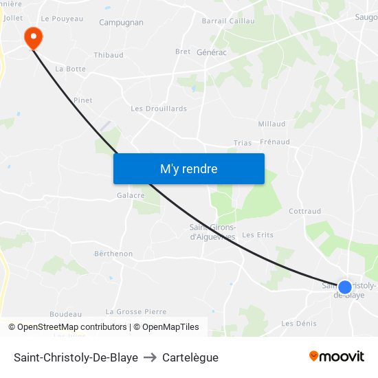 Saint-Christoly-De-Blaye to Cartelègue map