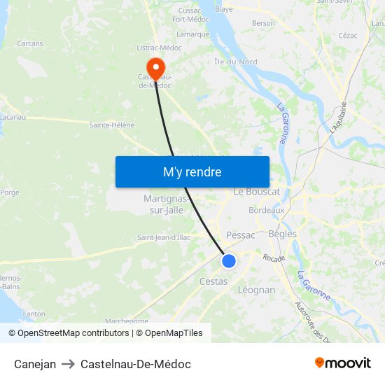 Canejan to Castelnau-De-Médoc map